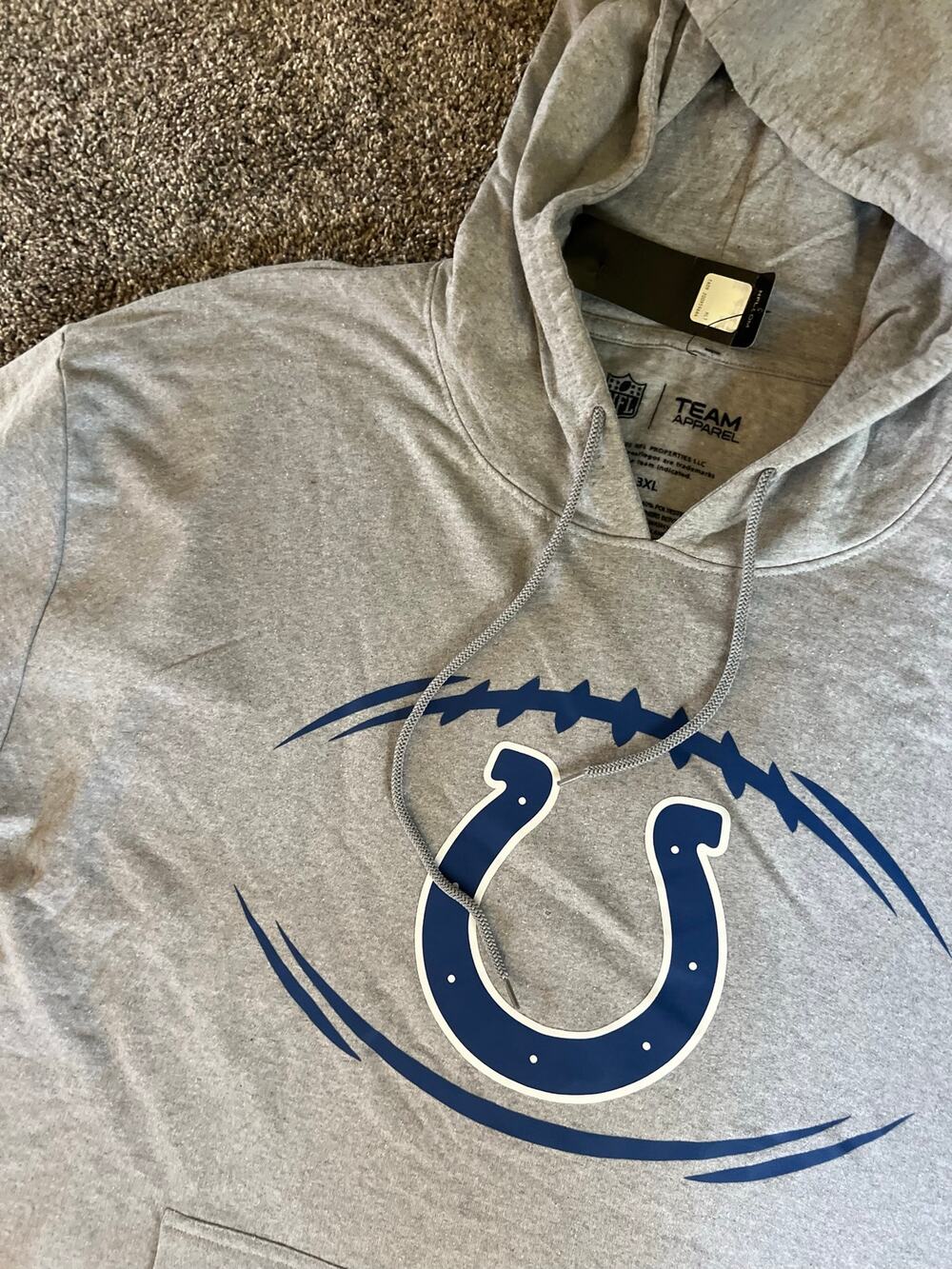 NFL Indianapolis Colts 3XL Hoodie Sweatshirt Gray (NWT)